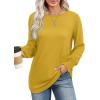 imageSaloogoe Womens Tunic Tops Long Ruffle Sleeve Shirts for Women Casual Loose Blouses Fashion 2024Yellow