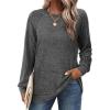 imageSaloogoe Tunic Sweatshirts for Women Crewneck Lightweight Sweaters Raglan Long Sleeve Shirts Fall Fashion Tops 2024Dark Grey