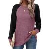 imageSaloogoe Tunic Sweatshirts for Women Crewneck Lightweight Sweaters Raglan Long Sleeve Shirts Fall Fashion Tops 2024Raglan Purple Black