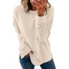 imageSaloogoe Womens Casual Loose Fit Sweatshirt Trendy Tops Crewneck Side Split Long Sleeve ShirtsApricot