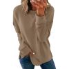 imageSaloogoe Womens Casual Loose Fit Sweatshirt Trendy Tops Crewneck Side Split Long Sleeve ShirtsCoffee