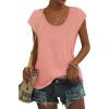 imageSaloogoe Womens Summer Tops 2025 Cap Sleeve U Neck T Shirts Short Sleeve Tshirts Shirts Beach Fashion Vacation OutfitsAll Coral