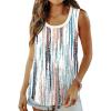 imageSaloogoe Womens Tank Tops Summer Loose Sleeveless Tops Ribbed Trim Scoop Neck Curved Hem 2024Hprint2