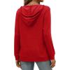 imageSaloogoe Kangaroo Pocket Hoodies for Womens V Neck Lightweight Sweatshirts Long Sleeve TopsRed