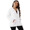imageSaloogoe Lightweight Zip Up Hoodies for Women Hooded Sweatshirts Long Sleeve Thin Jacket with Zipper00white