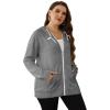 imageSaloogoe Lightweight Zip Up Hoodies for Women Hooded Sweatshirts Long Sleeve Thin Jacket with Zipper02light Gray