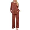 imageSaloogoe Lounge Sets for Women Two Piece Outfits Cozy Pajamas Set Fall Fashion 2024Burnt Orange