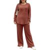 imageSaloogoe Lounge Sets for Women Two Piece Outfits Cozy Pajamas Set Fall Fashion 2024Burnt Orange