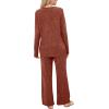 imageSaloogoe Lounge Sets for Women Two Piece Outfits Cozy Pajamas Set Fall Fashion 2024Burnt Orange
