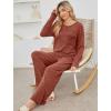 imageSaloogoe Lounge Sets for Women Two Piece Outfits Cozy Pajamas Set Fall Fashion 2024Burnt Orange
