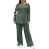 imageSaloogoe Lounge Sets for Women Two Piece Outfits Cozy Pajamas Set Fall Fashion 2024Green