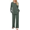 imageSaloogoe Lounge Sets for Women Two Piece Outfits Cozy Pajamas Set Fall Fashion 2024Green