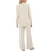 imageSaloogoe Lounge Sets for Women Two Piece Outfits Cozy Pajamas Set Fall Fashion 2024Offwhite