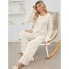 imageSaloogoe Lounge Sets for Women Two Piece Outfits Cozy Pajamas Set Fall Fashion 2024Offwhite