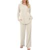 imageSaloogoe Lounge Sets for Women Two Piece Outfits Cozy Pajamas Set Fall Fashion 2024Offwhite