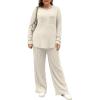 imageSaloogoe Lounge Sets for Women Two Piece Outfits Cozy Pajamas Set Fall Fashion 2024Offwhite