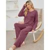 imageSaloogoe Lounge Sets for Women Two Piece Outfits Cozy Pajamas Set Fall Fashion 2024Rose Red