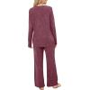 imageSaloogoe Lounge Sets for Women Two Piece Outfits Cozy Pajamas Set Fall Fashion 2024Rose Red
