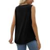 imageSaloogoe Summer Tank Tops for Women Loose Fit Pleated Tunics Scoop Neck Sleeveless Lace Tops Curved Hem FlowyAll Black