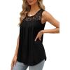 imageSaloogoe Summer Tank Tops for Women Loose Fit Pleated Tunics Scoop Neck Sleeveless Lace Tops Curved Hem FlowyAll Black