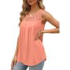 imageSaloogoe Summer Tank Tops for Women Loose Fit Pleated Tunics Scoop Neck Sleeveless Lace Tops Curved Hem FlowyAll Coral