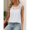 imageSaloogoe Summer Tank Tops for Women Loose Fit Pleated Tunics Scoop Neck Sleeveless Lace Tops Curved Hem FlowyAll White