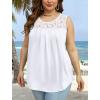 imageSaloogoe Summer Tank Tops for Women Loose Fit Pleated Tunics Scoop Neck Sleeveless Lace Tops Curved Hem FlowyAll White