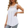 imageSaloogoe Summer Tank Tops for Women Loose Fit Pleated Tunics Scoop Neck Sleeveless Lace Tops Curved Hem FlowyAll White