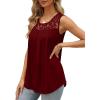 imageSaloogoe Summer Tank Tops for Women Loose Fit Pleated Tunics Scoop Neck Sleeveless Lace Tops Curved Hem FlowyBurgundy