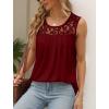 imageSaloogoe Summer Tank Tops for Women Loose Fit Pleated Tunics Scoop Neck Sleeveless Lace Tops Curved Hem FlowyBurgundy