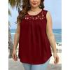 imageSaloogoe Summer Tank Tops for Women Loose Fit Pleated Tunics Scoop Neck Sleeveless Lace Tops Curved Hem FlowyBurgundy