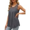 imageSaloogoe Summer Tank Tops for Women Loose Fit Pleated Tunics Scoop Neck Sleeveless Lace Tops Curved Hem FlowyDark Grey