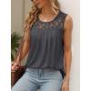 imageSaloogoe Summer Tank Tops for Women Loose Fit Pleated Tunics Scoop Neck Sleeveless Lace Tops Curved Hem FlowyDark Grey
