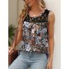 imageSaloogoe Summer Tank Tops for Women Loose Fit Pleated Tunics Scoop Neck Sleeveless Lace Tops Curved Hem FlowyFloral Black
