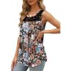 imageSaloogoe Summer Tank Tops for Women Loose Fit Pleated Tunics Scoop Neck Sleeveless Lace Tops Curved Hem FlowyFloral Black