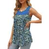 imageSaloogoe Summer Tank Tops for Women Loose Fit Pleated Tunics Scoop Neck Sleeveless Lace Tops Curved Hem FlowyFloral Blue