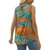 imageSaloogoe Summer Tank Tops for Women Loose Fit Pleated Tunics Scoop Neck Sleeveless Lace Tops Curved Hem FlowyFloral Coconut Tree