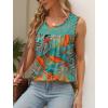 imageSaloogoe Summer Tank Tops for Women Loose Fit Pleated Tunics Scoop Neck Sleeveless Lace Tops Curved Hem FlowyFloral Coconut Tree