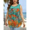 imageSaloogoe Summer Tank Tops for Women Loose Fit Pleated Tunics Scoop Neck Sleeveless Lace Tops Curved Hem FlowyFloral Coconut Tree
