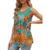 imageSaloogoe Summer Tank Tops for Women Loose Fit Pleated Tunics Scoop Neck Sleeveless Lace Tops Curved Hem FlowyFloral Coconut Tree