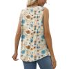 imageSaloogoe Summer Tank Tops for Women Loose Fit Pleated Tunics Scoop Neck Sleeveless Lace Tops Curved Hem FlowyFloral Khaki