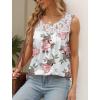 imageSaloogoe Summer Tank Tops for Women Loose Fit Pleated Tunics Scoop Neck Sleeveless Lace Tops Curved Hem FlowyFloral White