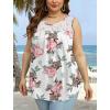 imageSaloogoe Summer Tank Tops for Women Loose Fit Pleated Tunics Scoop Neck Sleeveless Lace Tops Curved Hem FlowyFloral White