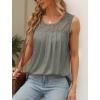 imageSaloogoe Summer Tank Tops for Women Loose Fit Pleated Tunics Scoop Neck Sleeveless Lace Tops Curved Hem FlowyGrey