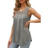 imageSaloogoe Summer Tank Tops for Women Loose Fit Pleated Tunics Scoop Neck Sleeveless Lace Tops Curved Hem FlowyGrey