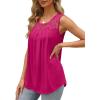 imageSaloogoe Summer Tank Tops for Women Loose Fit Pleated Tunics Scoop Neck Sleeveless Lace Tops Curved Hem FlowyHot Pink