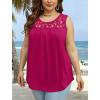 imageSaloogoe Summer Tank Tops for Women Loose Fit Pleated Tunics Scoop Neck Sleeveless Lace Tops Curved Hem FlowyHot Pink