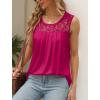 imageSaloogoe Summer Tank Tops for Women Loose Fit Pleated Tunics Scoop Neck Sleeveless Lace Tops Curved Hem FlowyHot Pink
