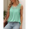 imageSaloogoe Summer Tank Tops for Women Loose Fit Pleated Tunics Scoop Neck Sleeveless Lace Tops Curved Hem FlowyLake Green