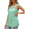 imageSaloogoe Summer Tank Tops for Women Loose Fit Pleated Tunics Scoop Neck Sleeveless Lace Tops Curved Hem FlowyLake Green